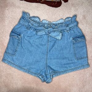 Pacsun Paper Bag Baggy Mom Tie Loose Fitting Jean Shorts